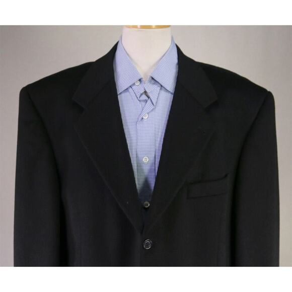Todays Mans Made in Italy 100% Cashmere Solid Black Flannel 3-Btn Blazer 46L - Picture 3 of 10